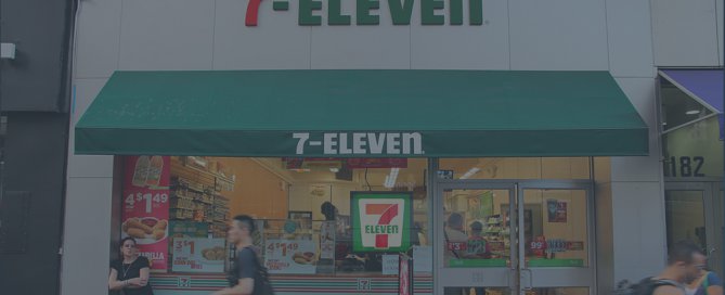 A photo of a 7-eleven store.